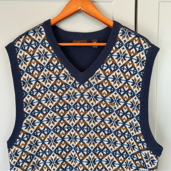 A. Tiziano Sweater Vest Mens 3XL Blue Wool Blend Geometric Pattern Snow Ski Gift - Picture 4 of 8